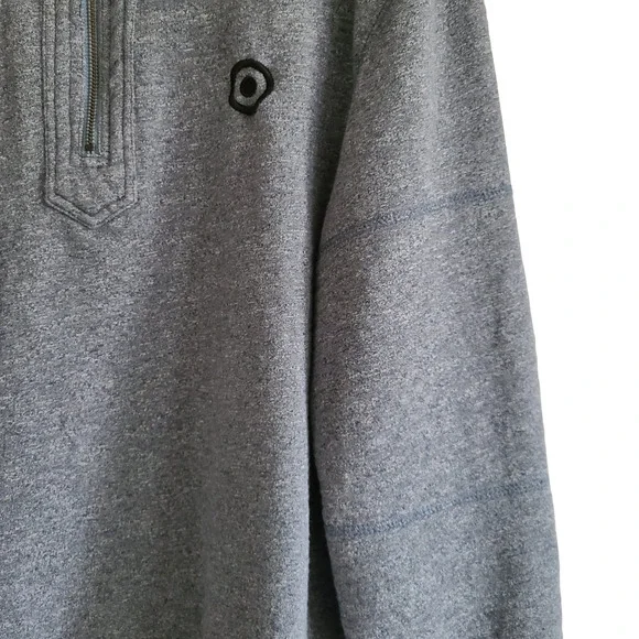 CARBON2COBALT Gray Navy Fleece‎ Lined Zip Front Henley Pullover 144376 Large - Picture 5 of 11